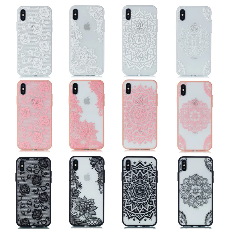 3D Relief Lace Floral Flower PC+TPU 2 in 1 Cases Phone Silicone Cover Shell Hard Coque Fundas for Apple iPhone X XS Max XR |