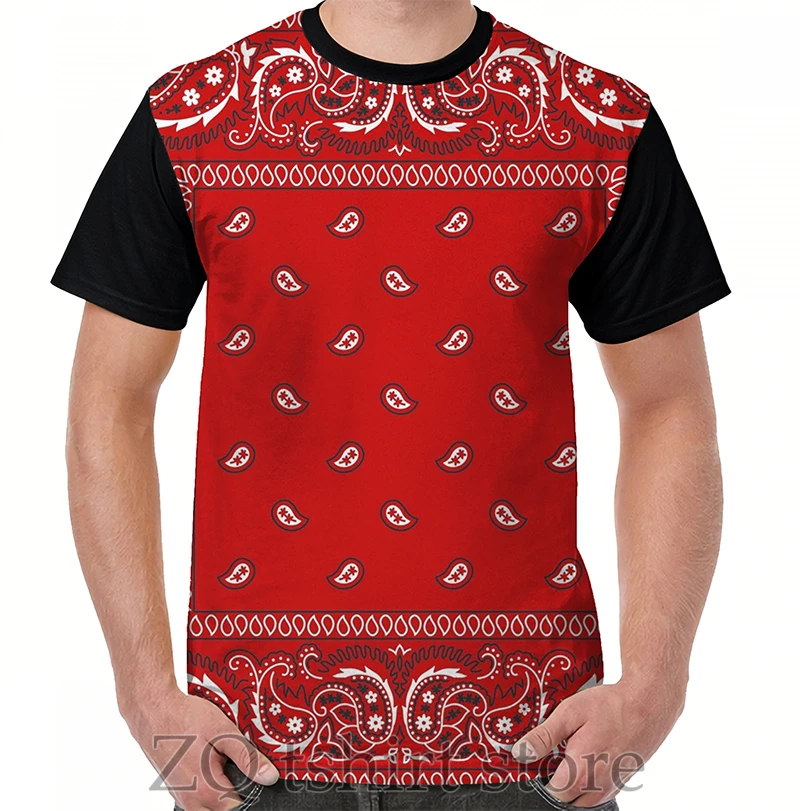 

Bandana - Red Graphic T-Shirt men tops tee women t shirt men funny print O-neck Short Sleeve tshirts