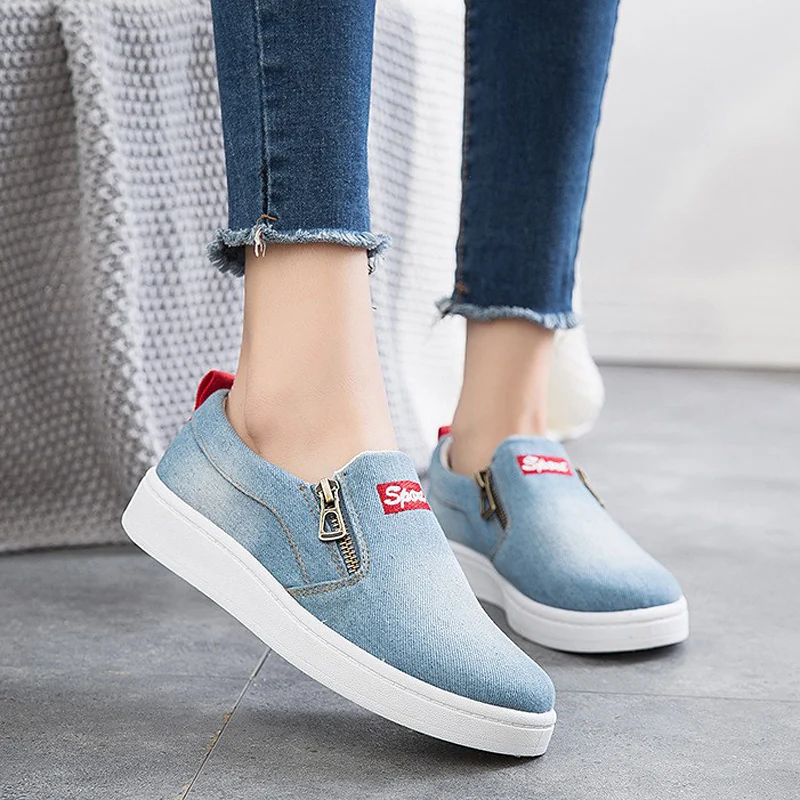 

Spring Summer Women Canvas Shoes Fashion Sneakers Denim Casual Shoes Women Slip On Flats Ladies Loafers DropShipping