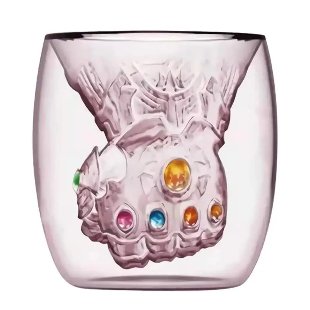 DSstyles 260 мл двухслойная стеклянная чашка Питьевая Бутылка термостойкая Thanos Fist