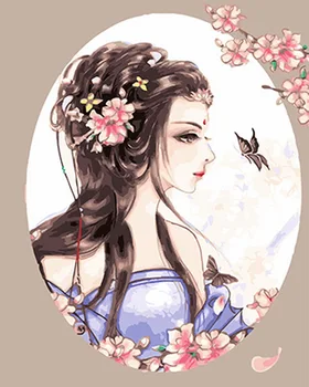 

Unframe diy picture oil painting by numbers paint by number for home decor canvas painting 4050cm flower lady