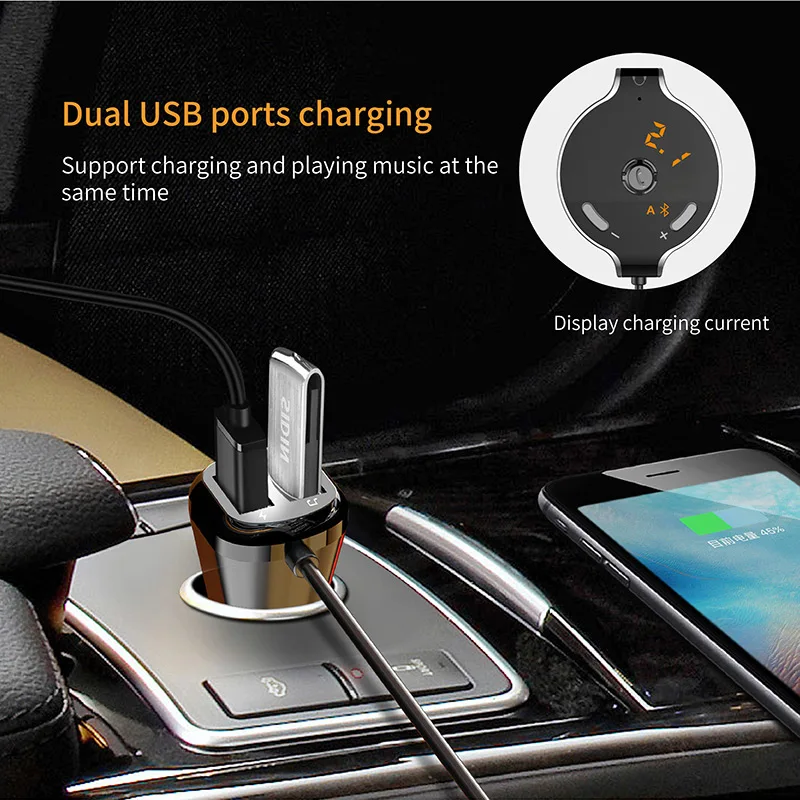 Nulaxy Wireless FM Transmitter Bluetooth Car Kit Car MP3 Player With LCD Display USB Charger Support TF Card For iPhone&Android