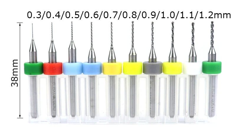 10 шт. 0,1-2,0 мм Мини PCB карбидные сверла набор 1/8 ''хвостовик для печатной платы ЧПУ гравировальный точилка сверла инструменты