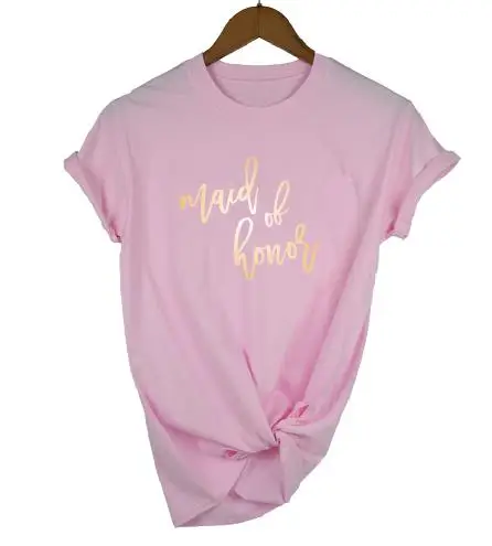 pink t gold HONOR Вечерние футболки для невесты, невесты, подружки невесты, свадебные женские футболки, Прямая поставка - Цвет: pink t gold HONOR