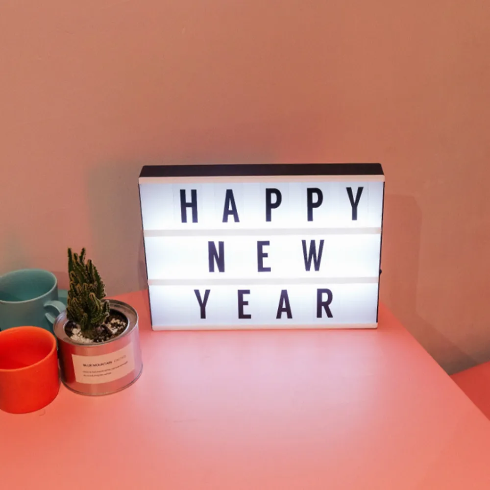 Letter Card LED Table Lamp with 90 Letters DIY A4 Message Board Night Light USB Battery Powered Bedside Lamp for Children Couple