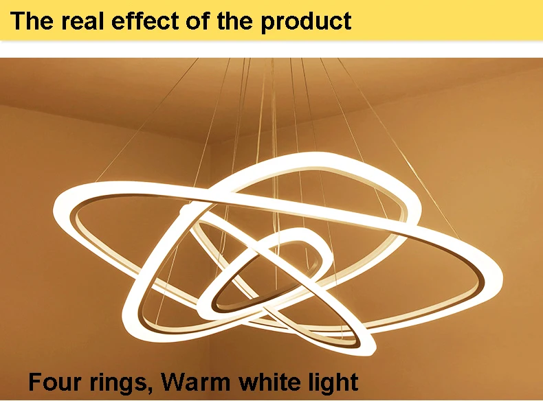 Новые современные подвесные светильники для гостиной столовой 4/3/2/1 круглые кольца акриловый светодиодный освещение потолочный светильник