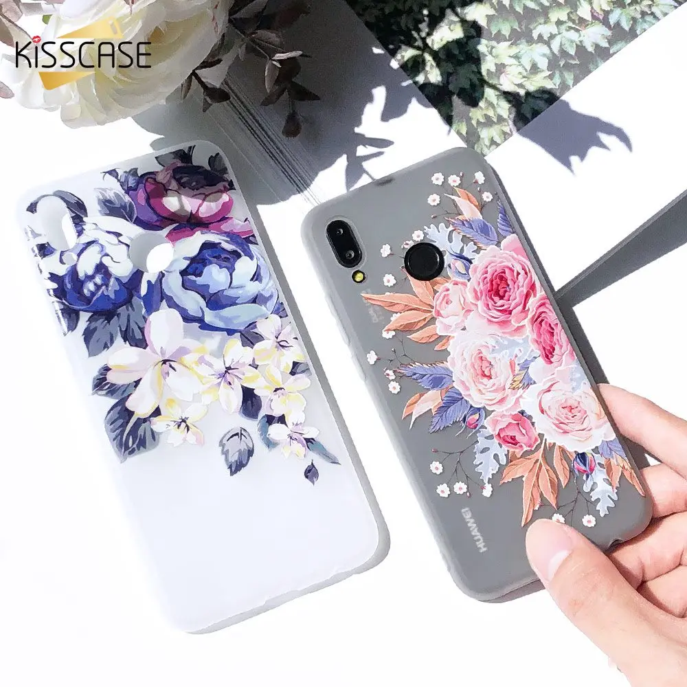 Чехол для телефона KISSCASE с цветочным узором Huawei Honor 9 lite 8X 7X 7A мягкие рельефные