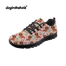 Doginthehole Doxie собака печать сетки женская прогулочная обувь уличные спортивные кроссовки Женская Удобная Обувь На Шнуровке теннис Femme