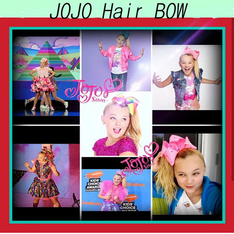 Дети Cheer лук 8 дюймов Большой grosgra Jojo Siwa волос лук узор красивый подарок со стразами Аллигатор зажимы для маленьких девочек