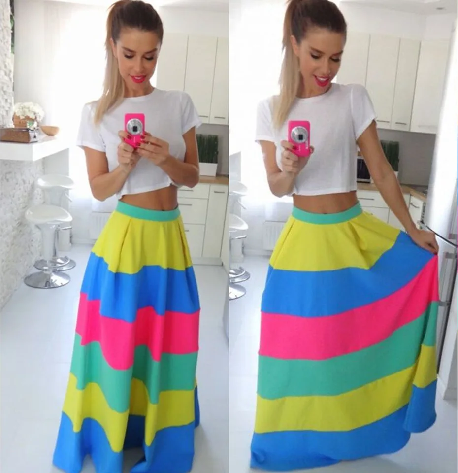 saias longas coloridas
