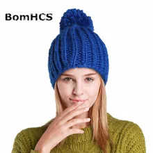 BomHCS зимняя шапка для девочек комплект вязаная шапка+ шарф ручной работы женские шапочки с помпоном шапки с верхний шар
