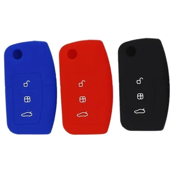 

Silicone Cover For Ford Fiesta Focus 2 Ecosport Kuga Escape Car Flip Folding Remote Key Case 3 Buttons