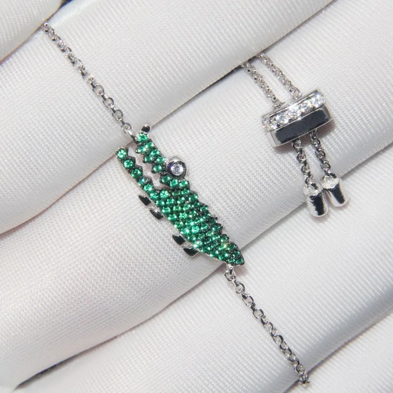 SLJELY, с логотипом бренда, 925 пробы, серебро, большое зеленое ожерелье с подвеской в виде животного, инкрустированное кубическим цирконием, камни для женщин, хорошее ювелирное изделие
