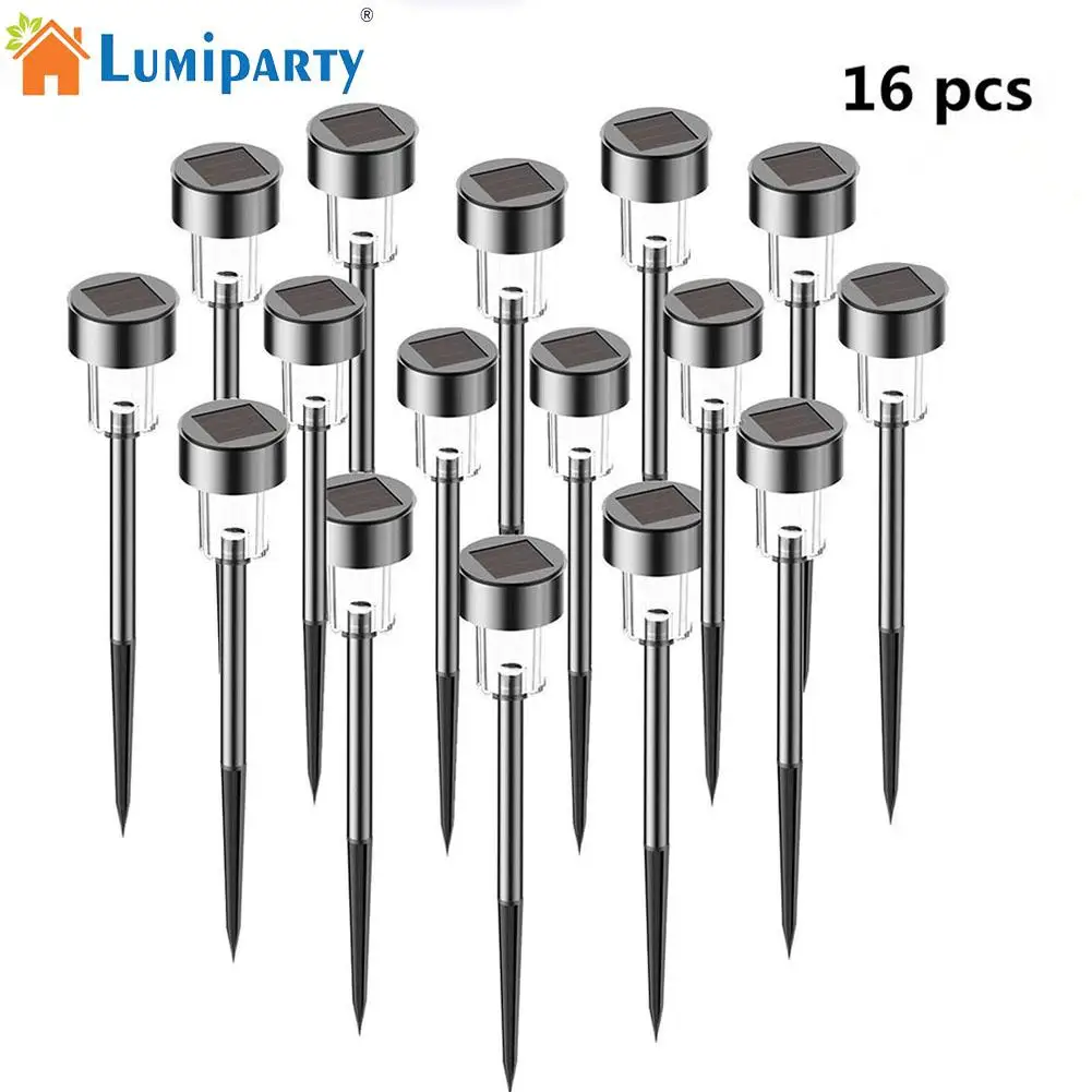 

LumiParty 16PCS Solar Power LED Lawn Pin Lamp Waterproof Stainless Steel Projection Light Energy Saving Yard Decoration