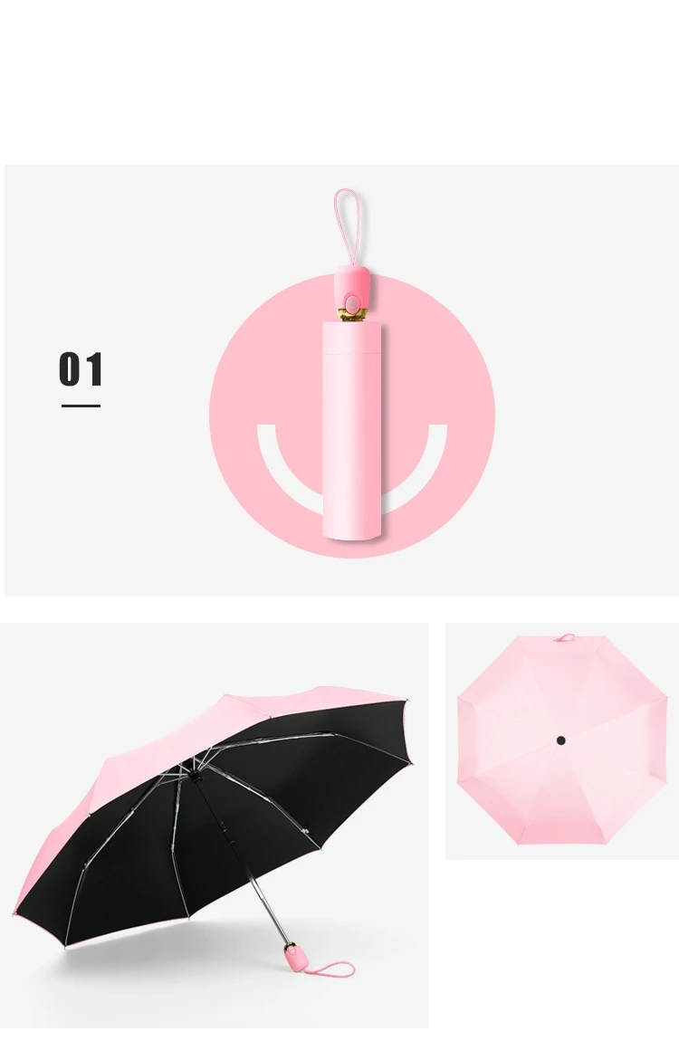 Women Rain Automatic Umbrella Durable Anti-UV Waterproof Quality Men Umbrellas Three Folding Female Parasol RG076