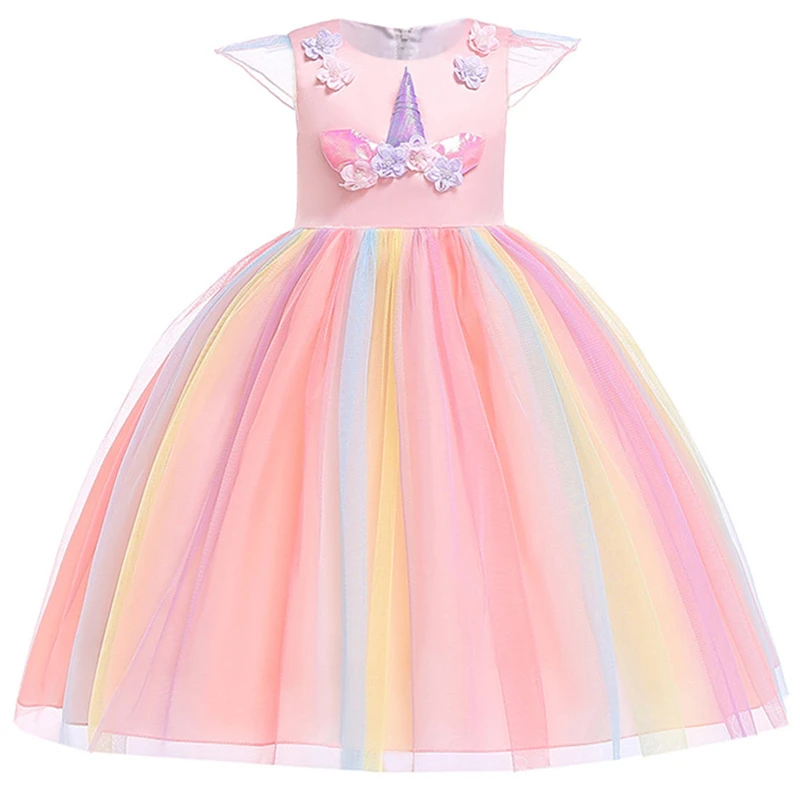 Vestidos de unicornio para niñas, ropa de cumpleaños, disfraz de princesa para  niñas de 2, 3, 4, 5, 6, 7, 8, 9 y 10 años|Vestidos| - AliExpress