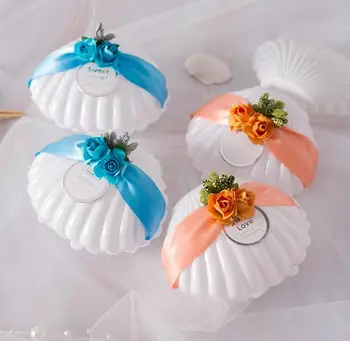 

30Pcs New Arrival Plastic White Shell Party Supplies Gift Box Wedding Favors Candy Box Chocolate Boxes Bomboniera 6 colors