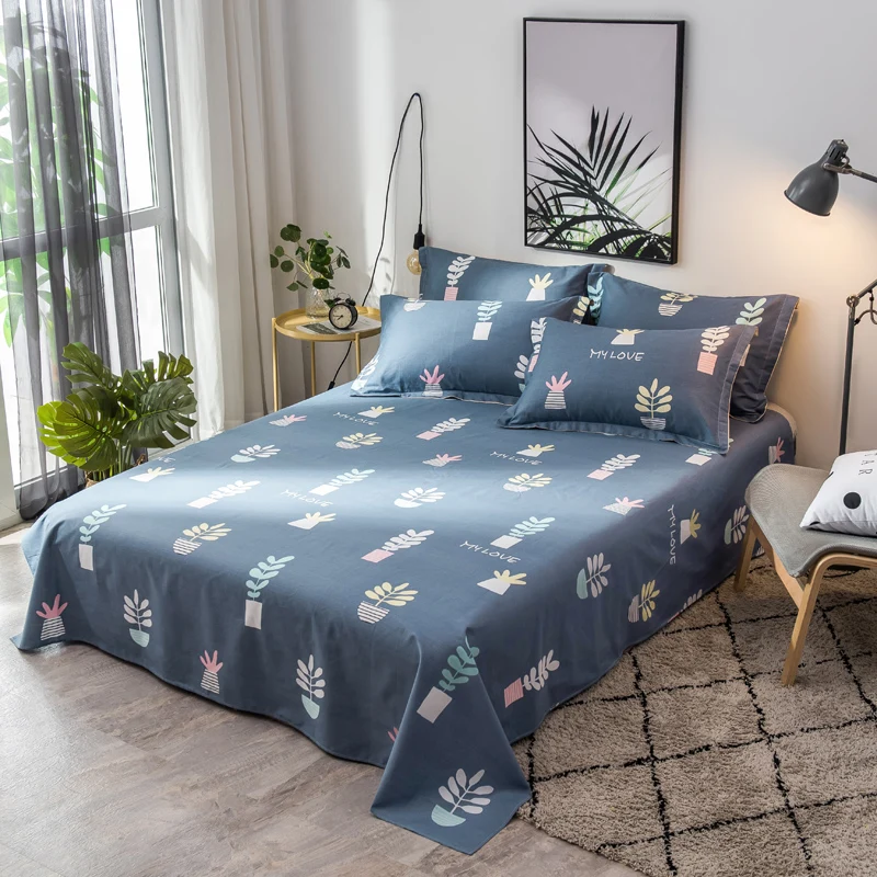 Colored Grass Pattern Bedding Sheet 3Pcs 230x245cm 5 Size Bed Sheet Set