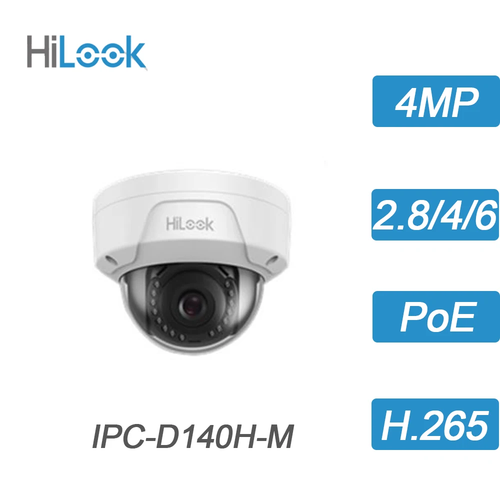 Hikvision-HiLook 4MP POE IP Купольные Камеры видеонаблюдения CMOS IP67 IK10 Открытый/Home cctv-камеры видеонаблюдения IPC-D140H (-M)