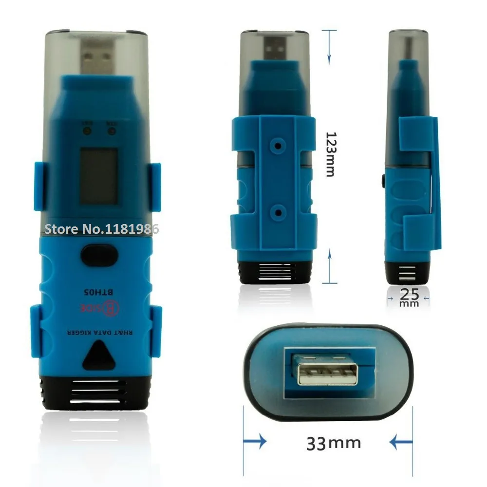 BSIDE BTH05 водонепроницаемый портативный USB трехканальный регистратор данных влажности и температуры