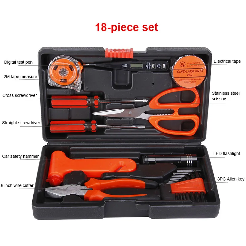 High Quality 18PCS Home Tools Household Tool Set Home Repair Tool Set Hand Tools Boxes Set Dropshipping LC