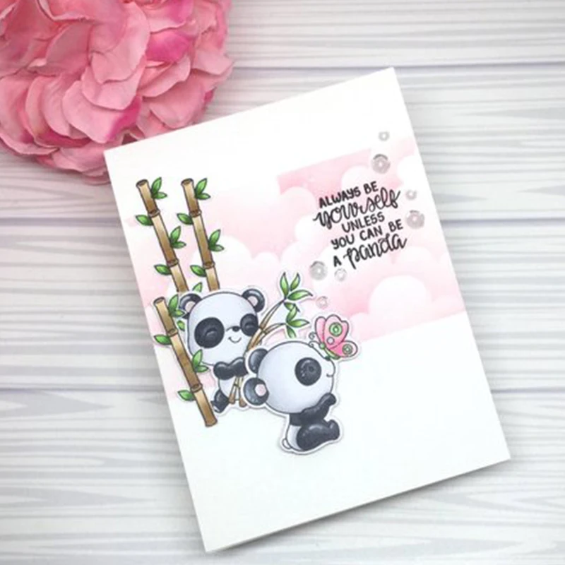 Прозрачные штампы Pandas And Sentence прозрачные для рукоделия скрапбукинга фотоальбома