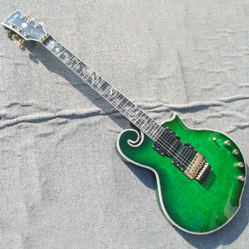 Musoo electric guitar with mother of pearl inlay and scroll bodyin