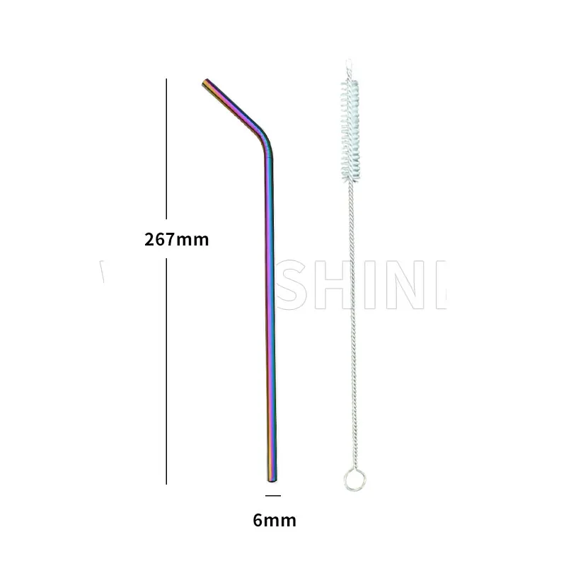 

WOWSHINE rainbow Colorful Stainless Steel 304 Drinking straws 1 pcs+1 brush 6MM*267MM