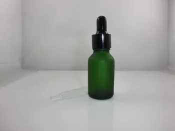 

100pcs Lot 15ml -0.5 Oz Green Frosted glass bottles with Black Tip dropper for Essential oils, cosmetics packing, dispensers