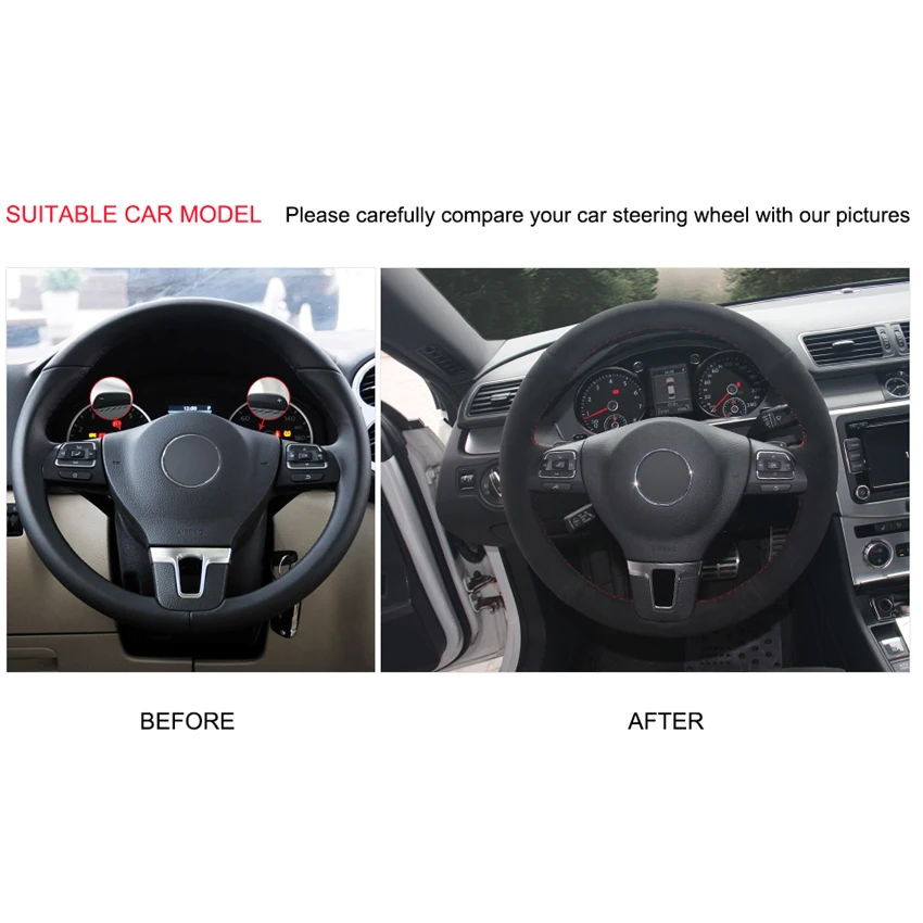 Ручной работы DIY черная замша рулевого колеса автомобиля крышки для Volkswagen VW Golf Passat Tiguan Passat B7 Passat CC Touran Jetta Mk6 Запчасти