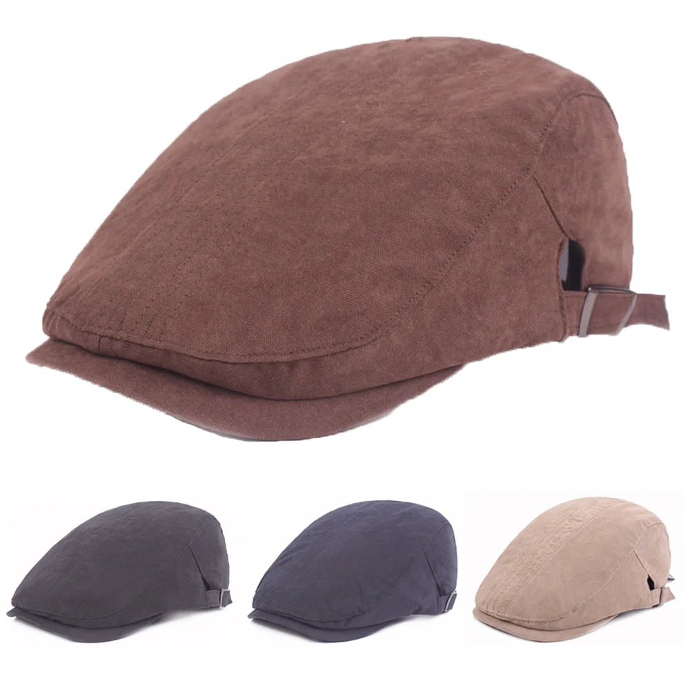 Men Cotton Golf Driving Beret Cabbie Newsboy Hat Adjustable Flat Ivy Sun Cap HATCS0516in Berets