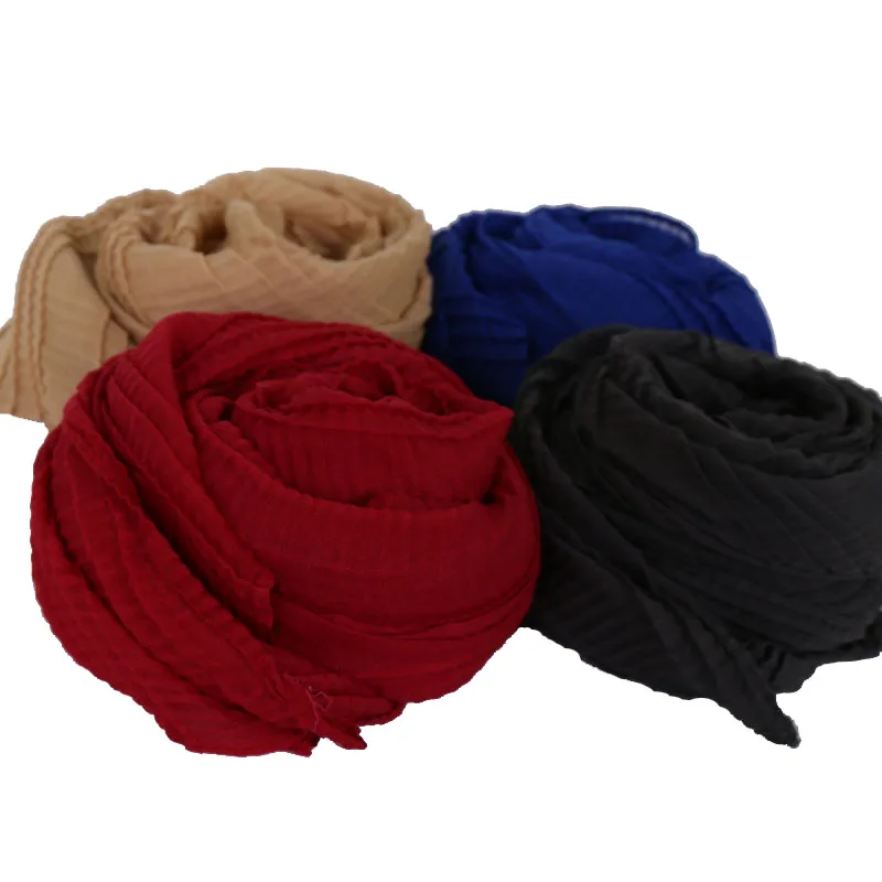 

Ladies Crinkle hijab scarf shawls muslim Pleat hijab scarves plain cotton wraps stretchy headband long scarves 180*70cm