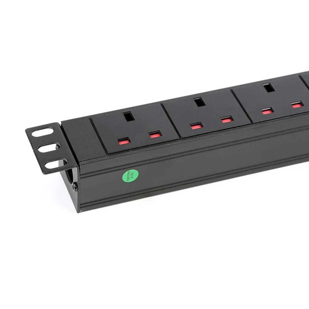 PDU Power Strip Surge Protector 8 Way UK Outlets Switch Overload Protection Network Cabinet Rack Sockets with 2m Extension Cord