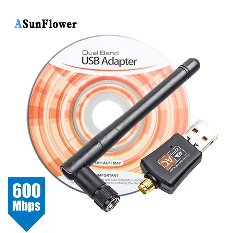 

600Mbps USB WiFi Dongle Wireless LAN Adapter Dual Brand For MacBook Mac OS 10.4-10.11 NetWork Cards 802.11ac/a/b/g/n 5/2.4Ghz