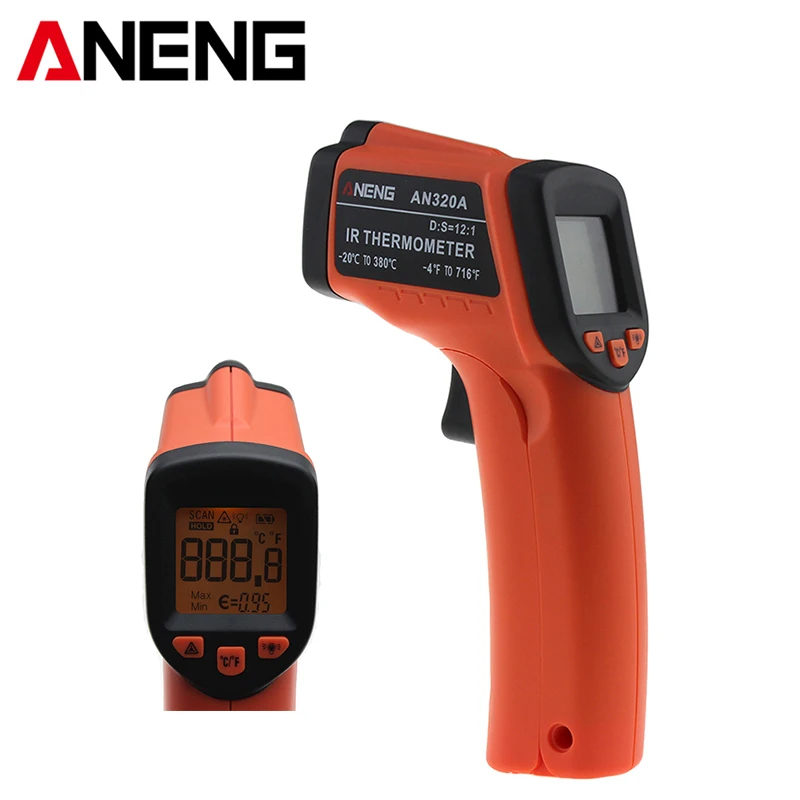 ANENG GM320 цифровой Экран ИК инфракрасный лазерный термометр бесконтактный пирометр