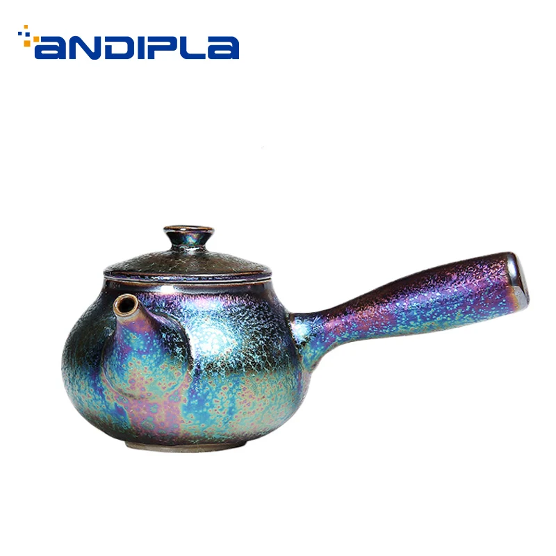 

Creative Handle Teapot Handmade Ceramic Colorful Tea Kettle Pot Home Art Drinkware Teaware Decoration Crafts for Birthday Gifts