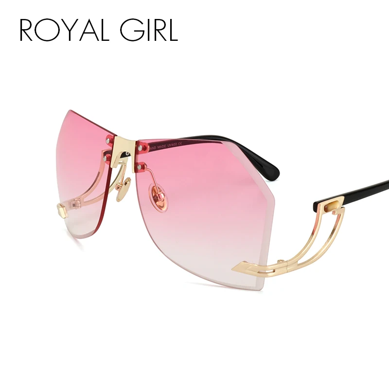 

ROYAL GIRL Oversize Sunglasses Women Rimless Brand Designer Elegant Lady Female Optics Clear Lens Sun Glasses Gradient ss143