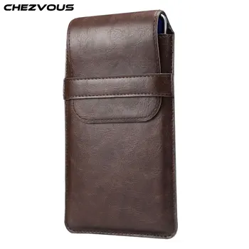 

Universal Pouch Slim Leather Case Holster 4.8-7.2inch for Samsung A50 A70 A20 A8 S10+ S10e S9 S8 note9 8 s7edge S6 S5 Waist Bag