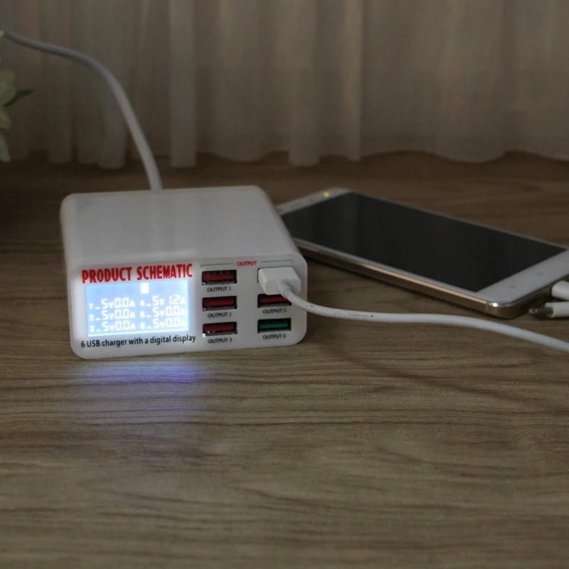 US/UK/EU(евро), быстрое зарядное устройство QC 3,0 6-Порты и разъёмы USB светодиодный Напряжение ток цифровой Дисплей настольный адаптер зарядного устройства для iPhone samsung Xiaomi