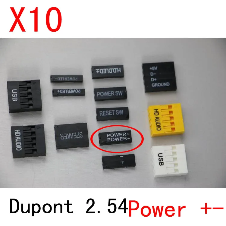 10 шт. 2-контактный разъем dupont 2 54 надпись мощности +- TJC8 коннектор с шагом мм замена