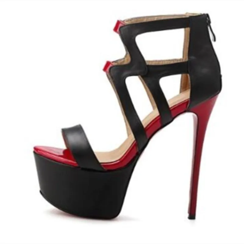 

SHOFOO shoes Sexy women's high heeled sandals. About 15 cm heel height Summer women's shoes. Multi color. Fashion Show Nightclub