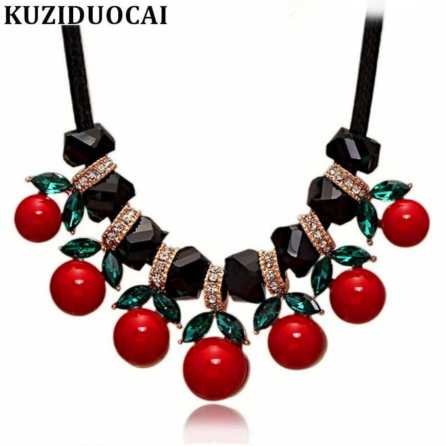 Kuziduocai Новинка! Модные ювелирные изделия кожаные веревки стразы хрустальные бусы