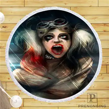 

Custom DIY Customized Microfiber Fabric harley-quinn (2) Round Beach Blanket Towel Printed on Demand 150cm #19-01-28-4-163