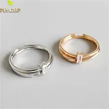 Flyleaf 925 Sterling Silver Rings For Women Square Cubic Zirconia Femme Fashion Fine Jewelry Simple Open Ring Rose Gold Party Flyleaf 925 Sterling Silver Rings For Women Square Cubic Zirconia Femme Fashion Fine Jewelry Simple Open Ring Rose Gold Party