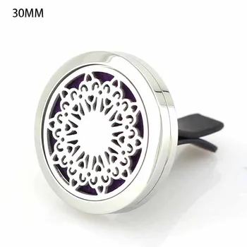 

2017 HOT 30mm Stainless Steel Kaleidoscope Flower with Vent Aromatherapy/Essential Oil Diffuser Perfume Locket Clip for Car