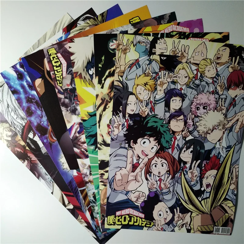 8*(42x29 см) Новые постеры My Hero academic аниме наклейки на стену DEKU BAKUGO Shoto|Наклейки стену|