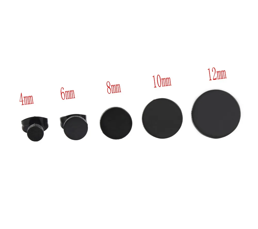 

Fashion Women Men Punk Black Silver Gold Barbell Studs Titanium Steel Round Small Frosting Black Stud Earrings Brincos Jewelry