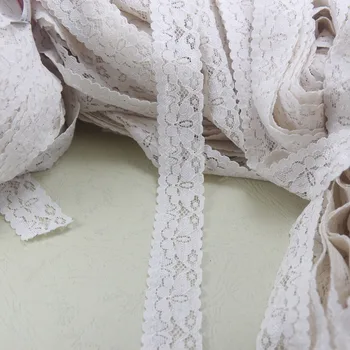 

H104 236 yards 1"(25mm) width beige craft Elastic Stretch Lace trim sewing garment accessories