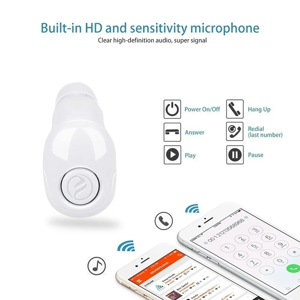 Мини наушники невидимые в ухо Bluetooth V4.2 с сенсорным управлением беспроводные