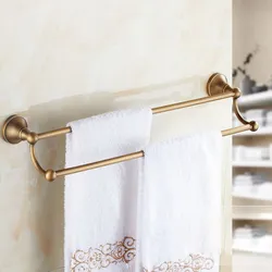 Bathroom Accessory Vintage Retro Antique Brass Wall Mounted Bathroom Double Towel Bar Towel Rack Towel Rails aba077
